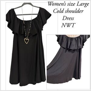 Black womens Dress size Large knee length casual summer short sleeve NWT